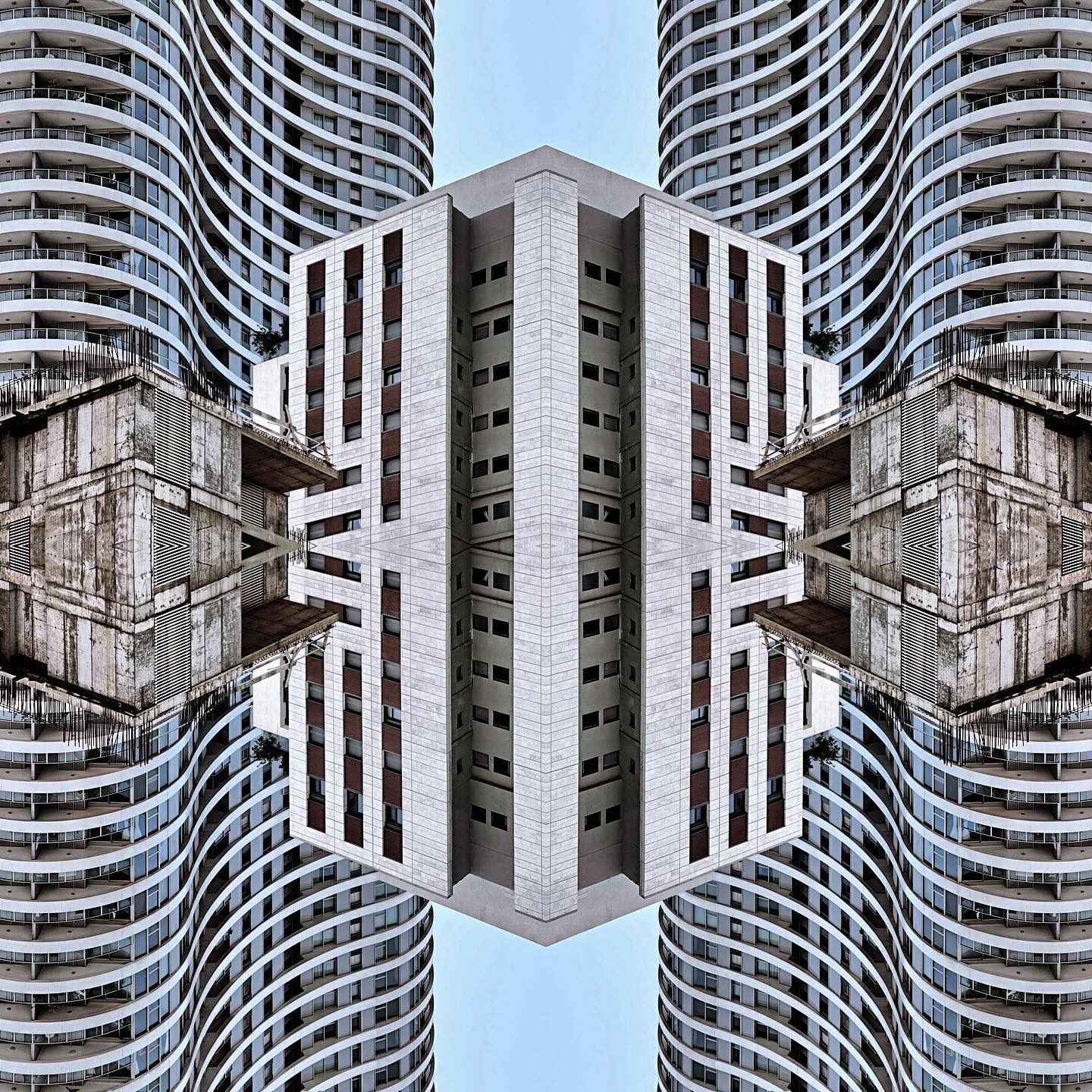 Symmetrical mirrored high-rise building pattern