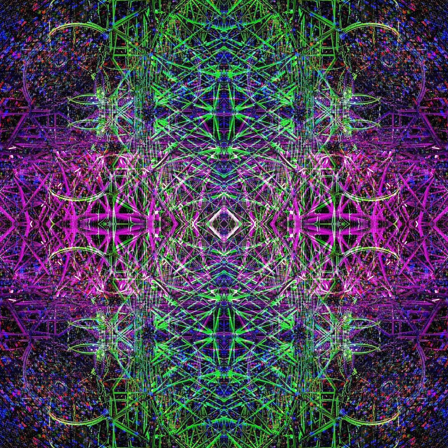 neon geometric mandala pattern