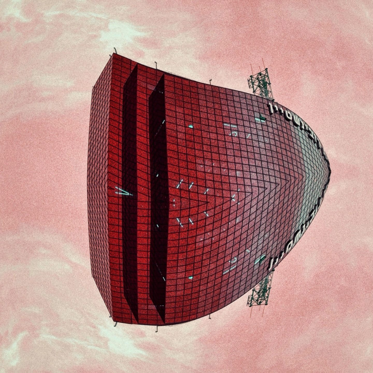 Red arrowhead-shaped grid structure