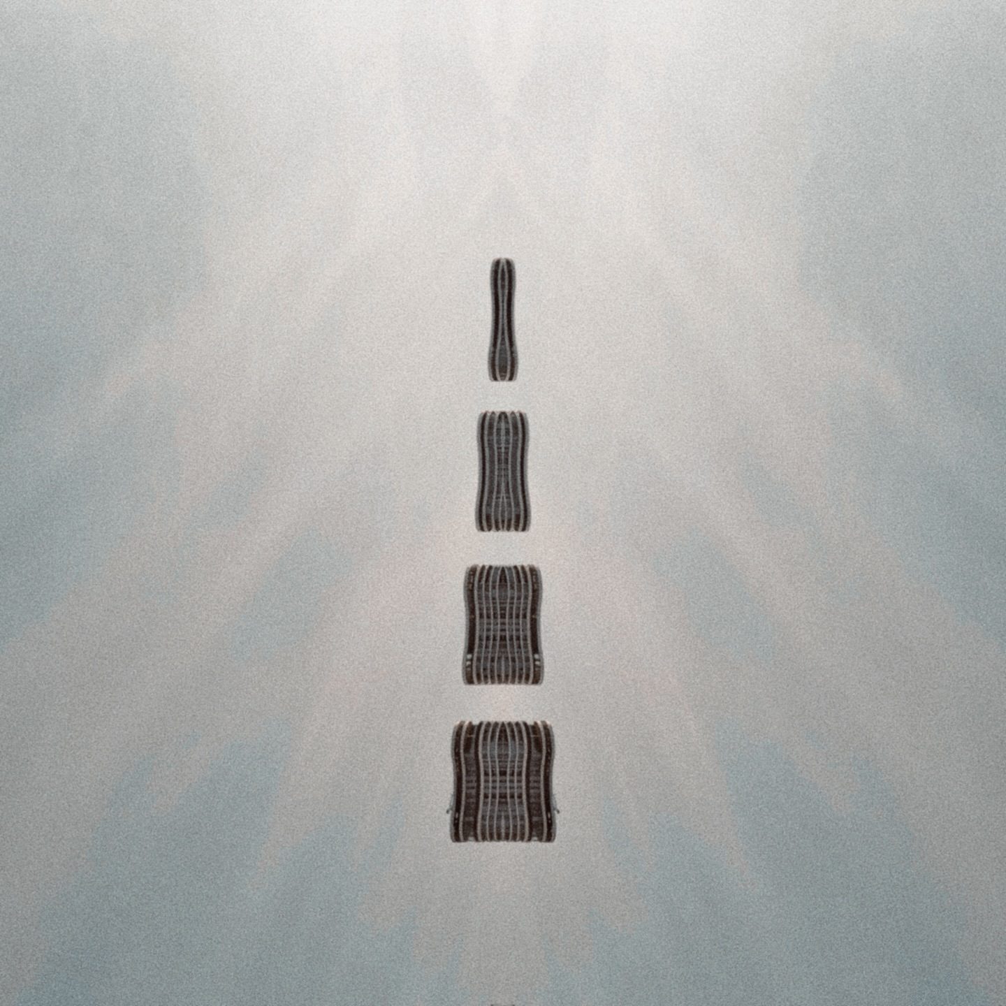 Stacked grid-patterned rectangles on gradient background