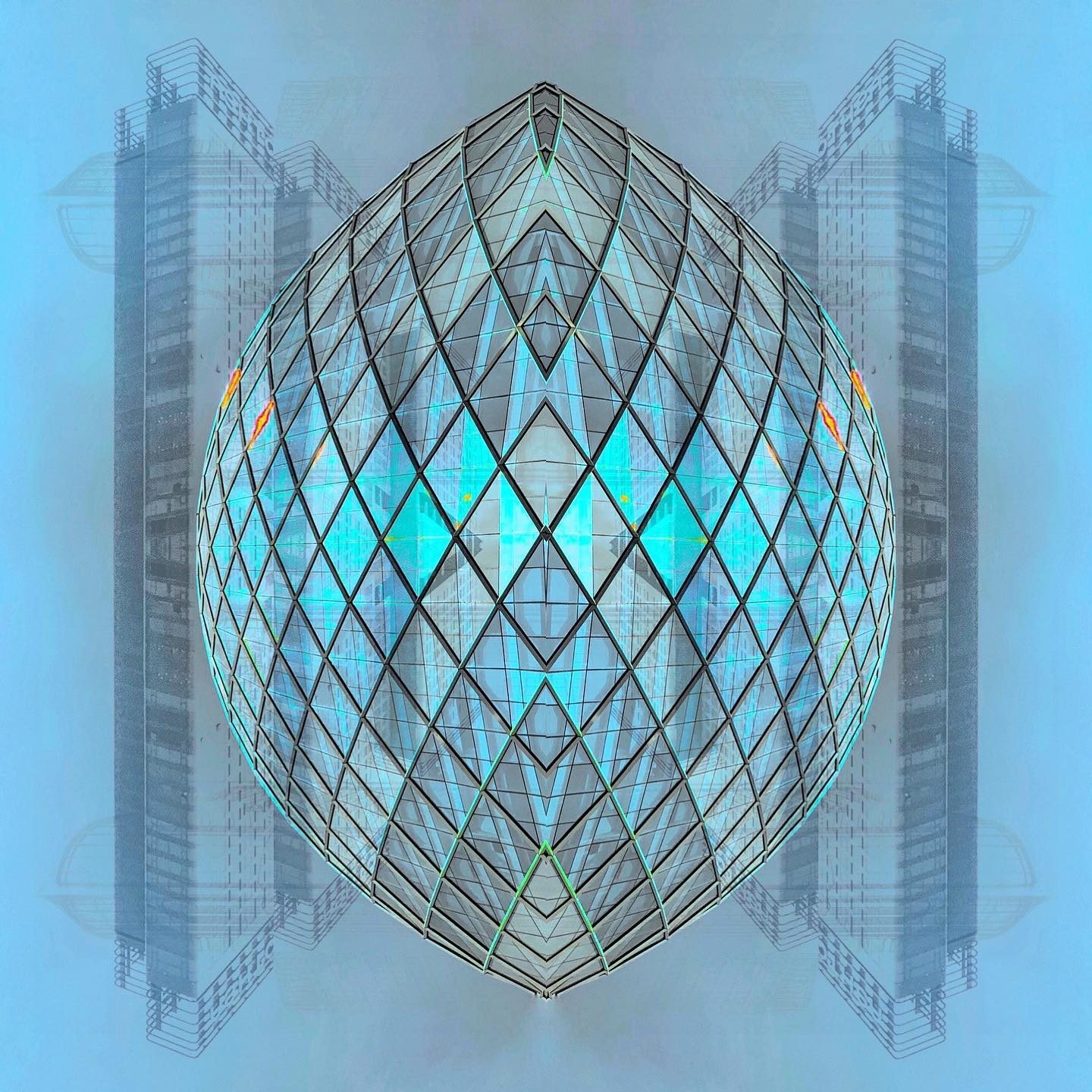 Futuristic spherical glass structure