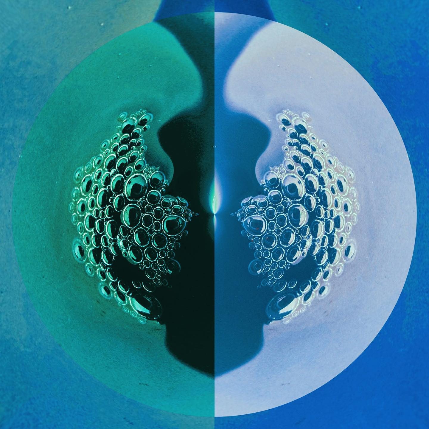Abstract bubble patterns in teal and blue